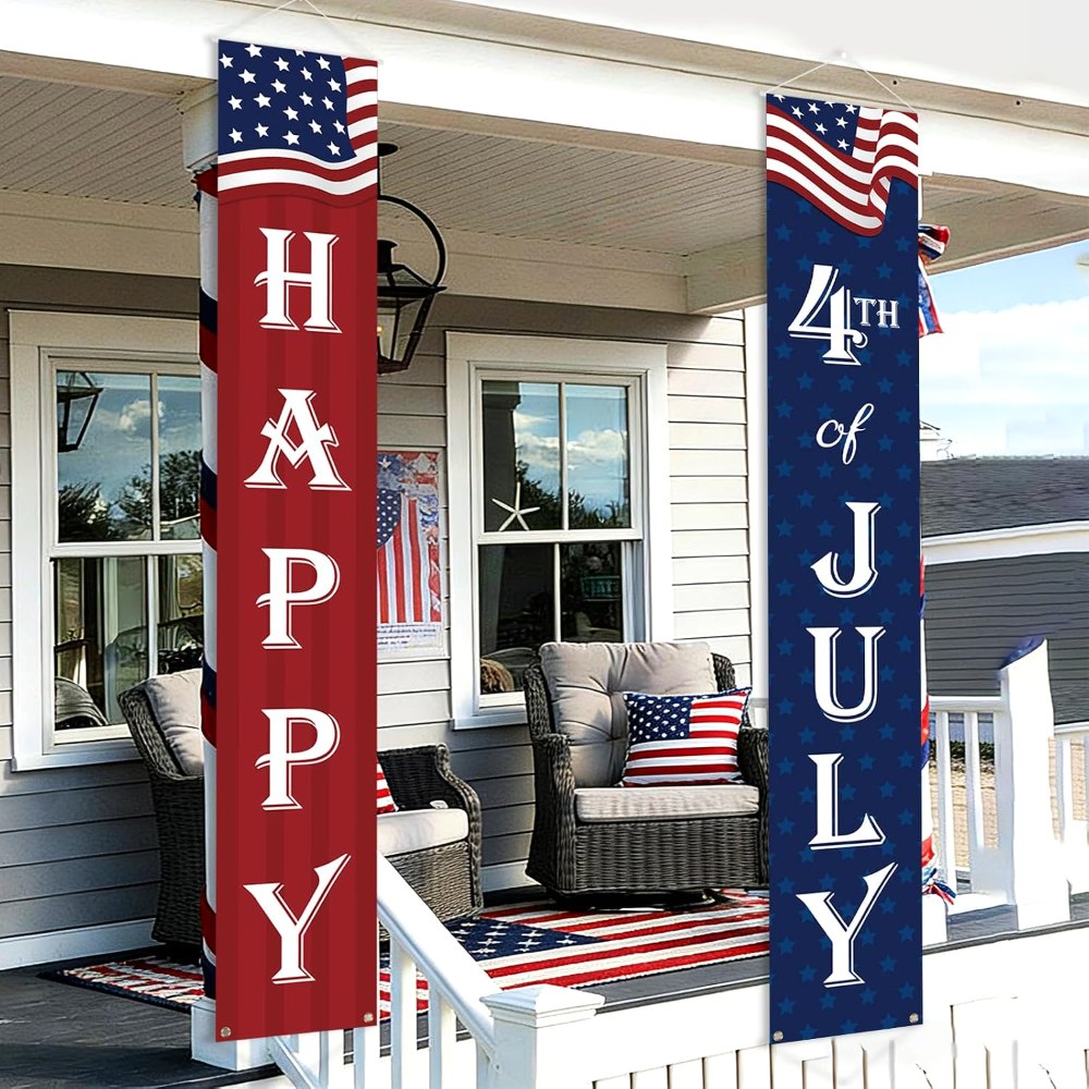 Happy 4th of July Decorations Banner a Set of 2