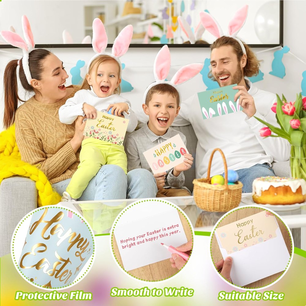 Happy Easter Cards with Envelope Gold Foil Colorful, view 5