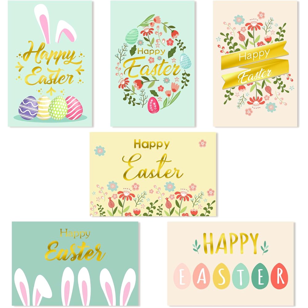 Happy Easter Cards with Envelope Gold Foil Colorful