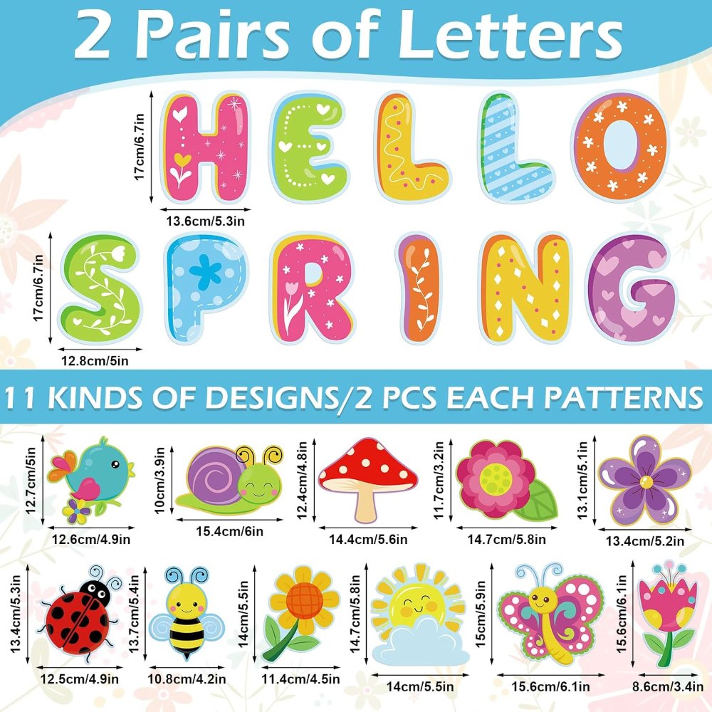 Hello Spring Bulletin Board Decorations Colorful Flower, view 2