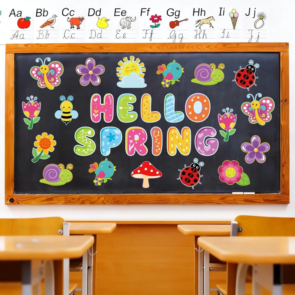 Hello Spring Bulletin Board Decorations Colorful Flower, view 3