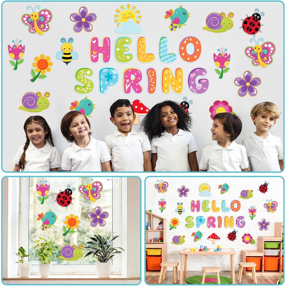 Hello Spring Bulletin Board Decorations Colorful Flower, view 6