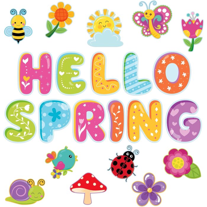 Hello Spring Bulletin Board Decorations Colorful Flower