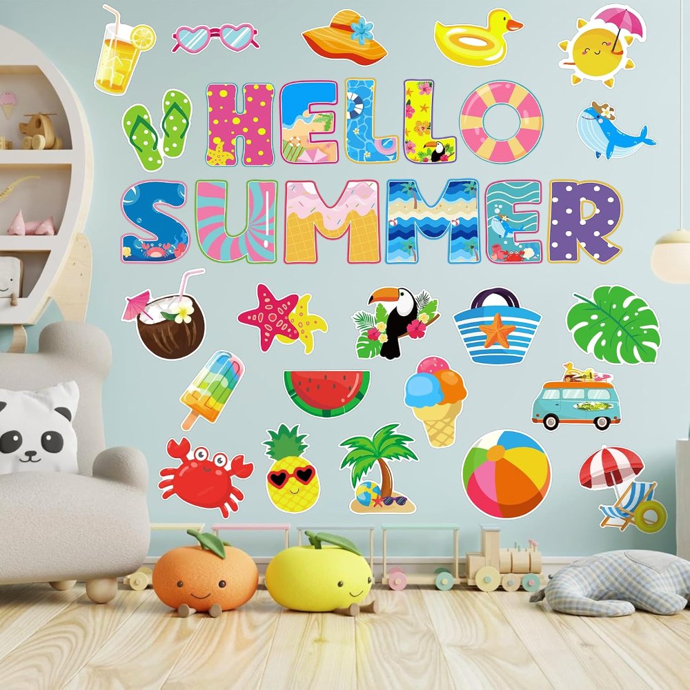 Hello Summer Cutouts Summer Bulletin Board Decorations, view 4