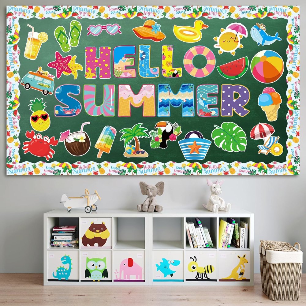 Hello Summer Cutouts Summer Bulletin Board Decorations, view 5