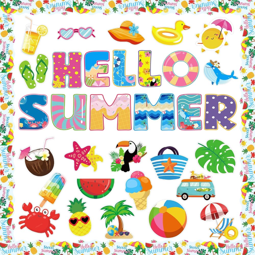 Hello Summer Cutouts Summer Bulletin Board Decorations
