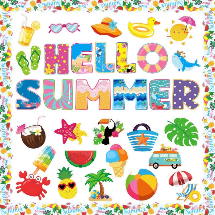 Hello Summer Cutouts Summer Bulletin Board Decorations