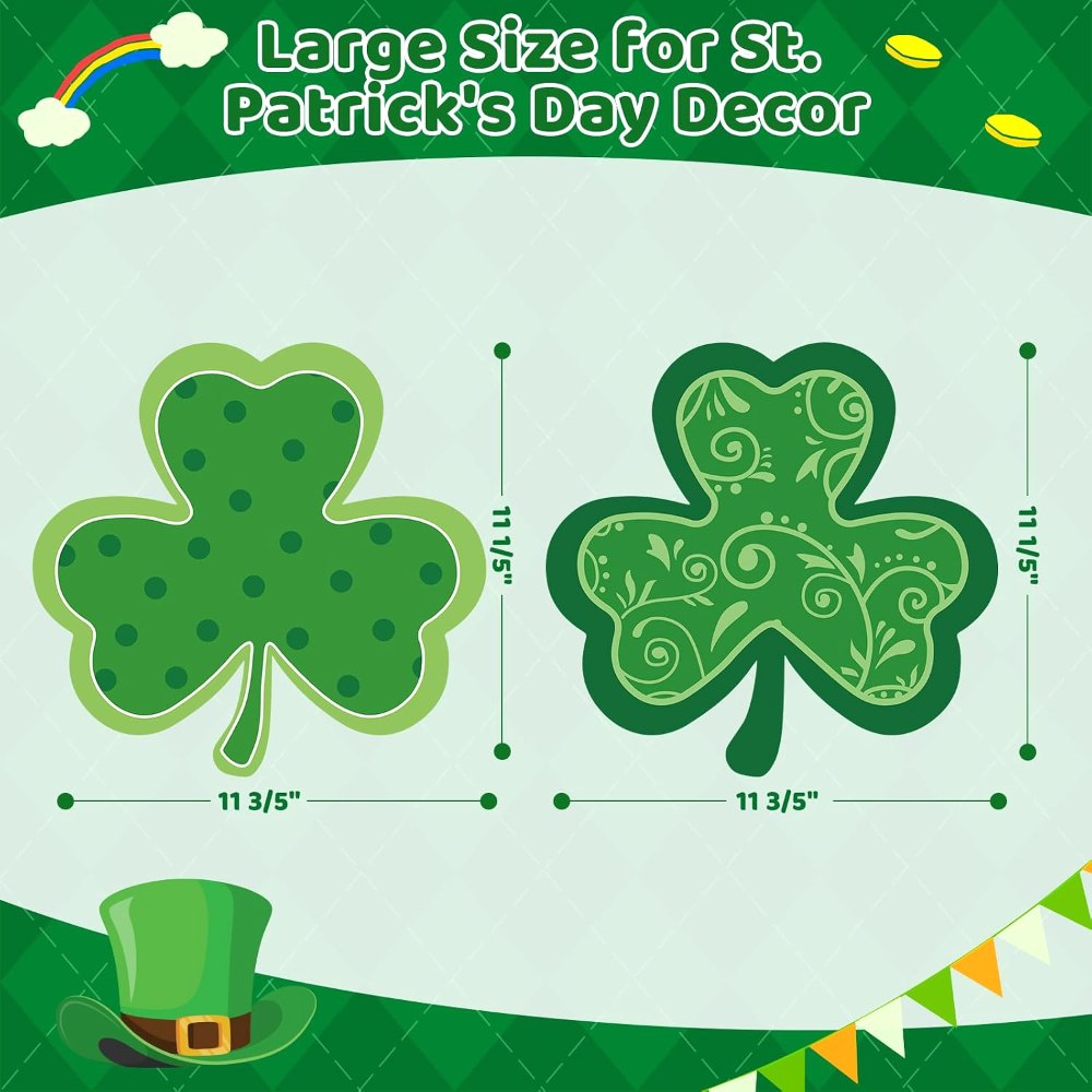 Large 11" St. Patrick's Day Shamrock Cutouts Decorations, view 2