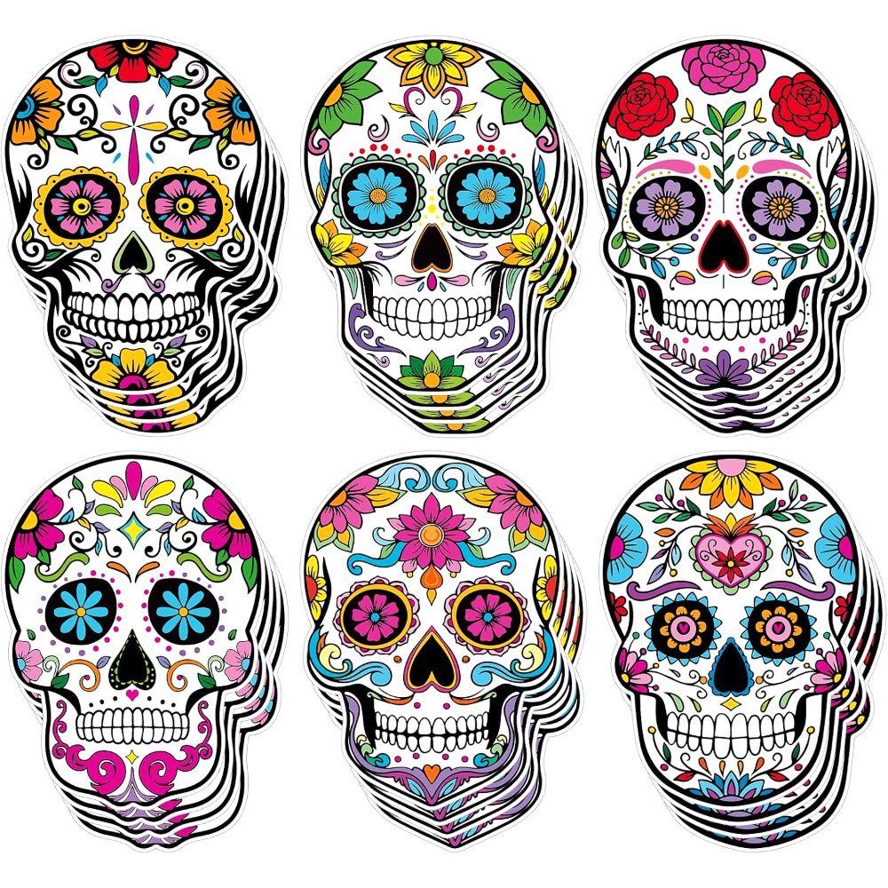 Large Day of The Dead Cutouts Double Sided Sugar Skull