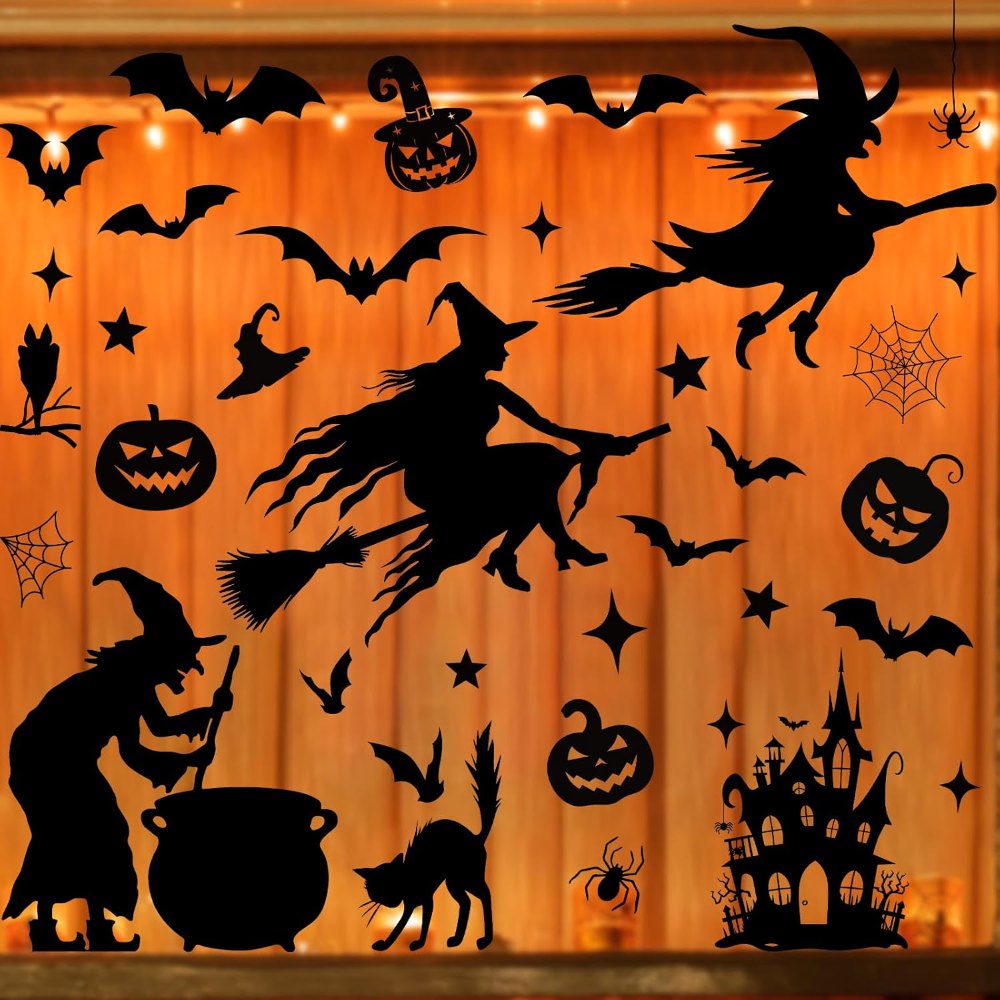Large Halloween Witch Window Clings 6 Sheets