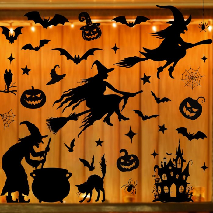 Large Halloween Witch Window Clings 6 Sheets