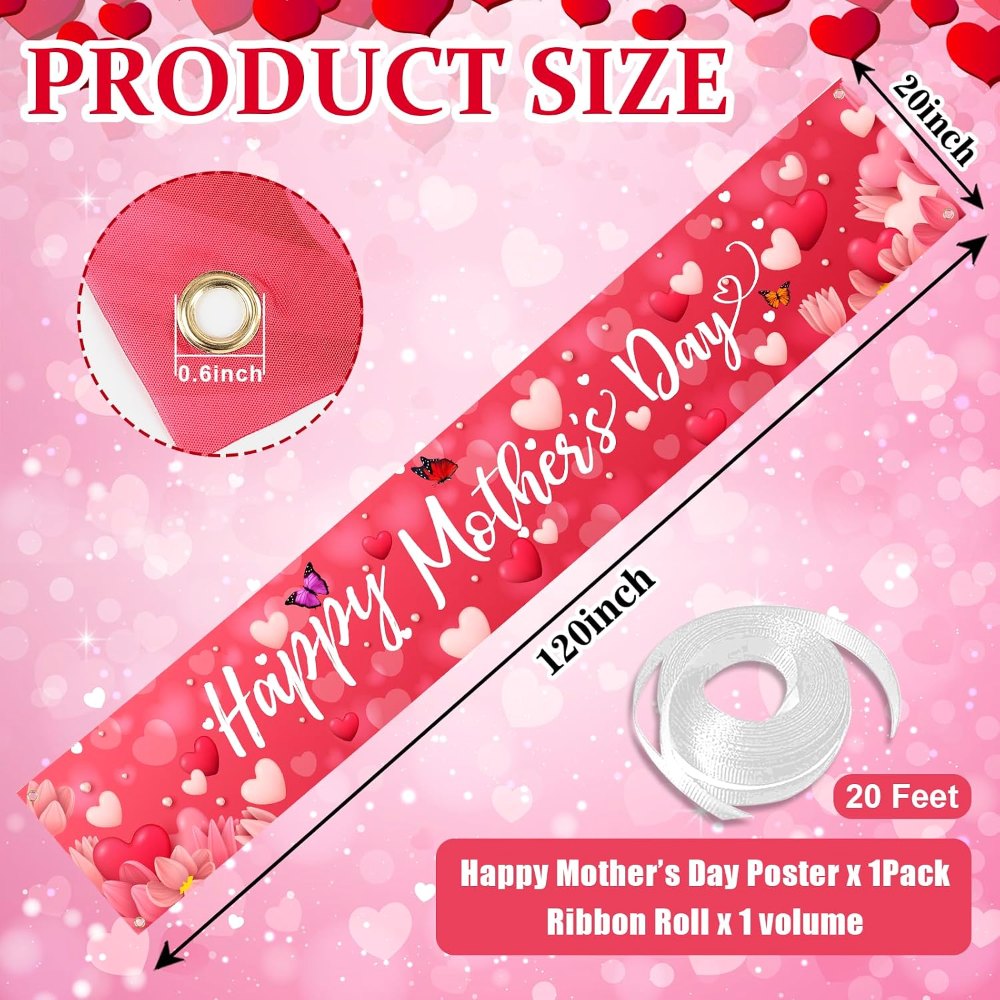 Large Happy Mother's Day Banner Decorations Mothers Day, view 2