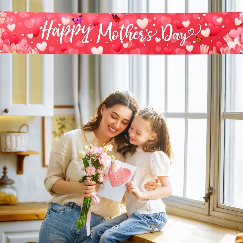 Large Happy Mother's Day Banner Decorations Mothers Day, view 6