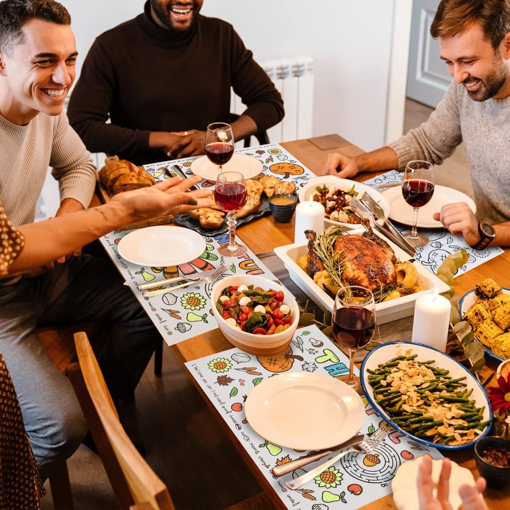 Large Thanksgiving Coloring Placemats for Kids Fall Table, view 2