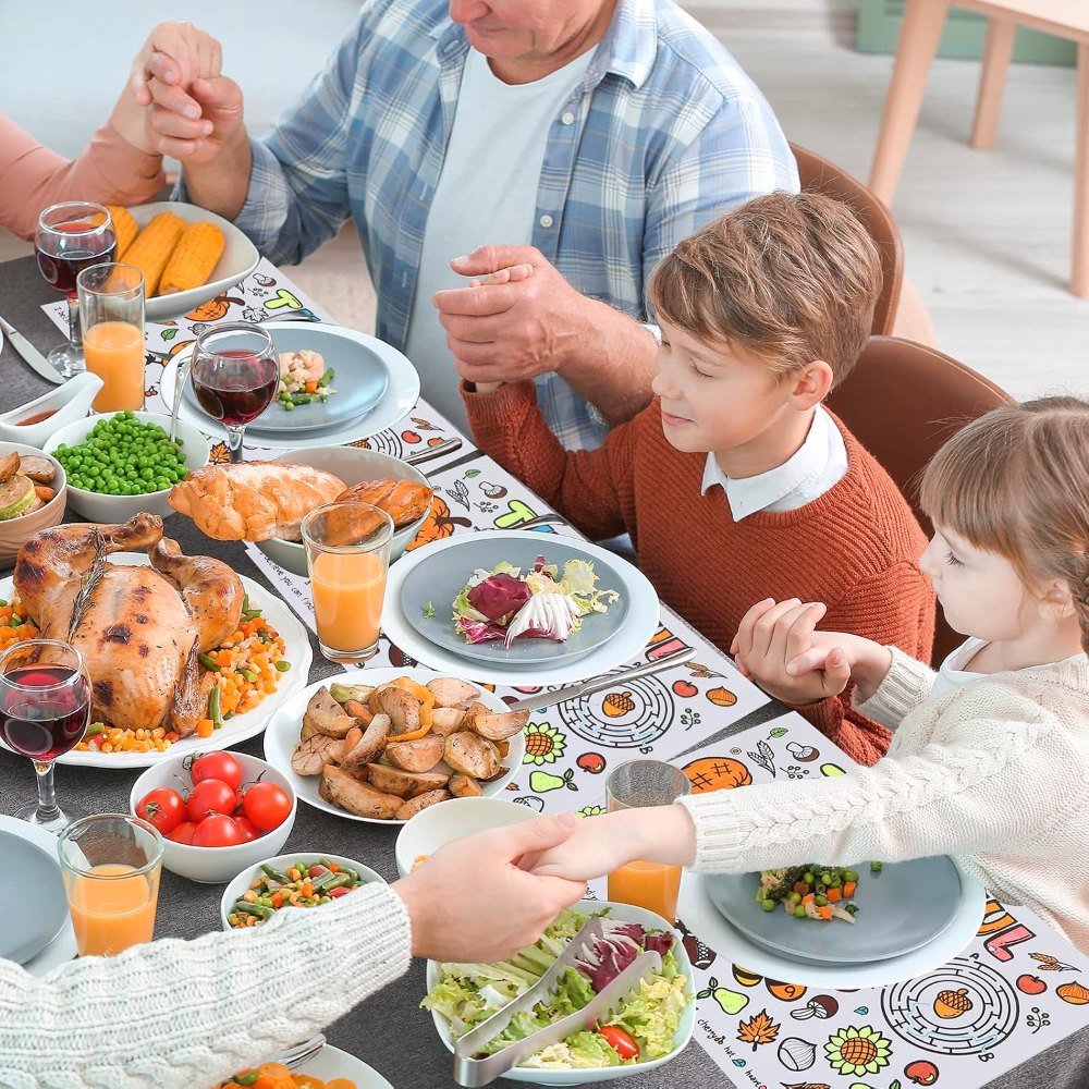 Large Thanksgiving Coloring Placemats for Kids Fall Table, view 3