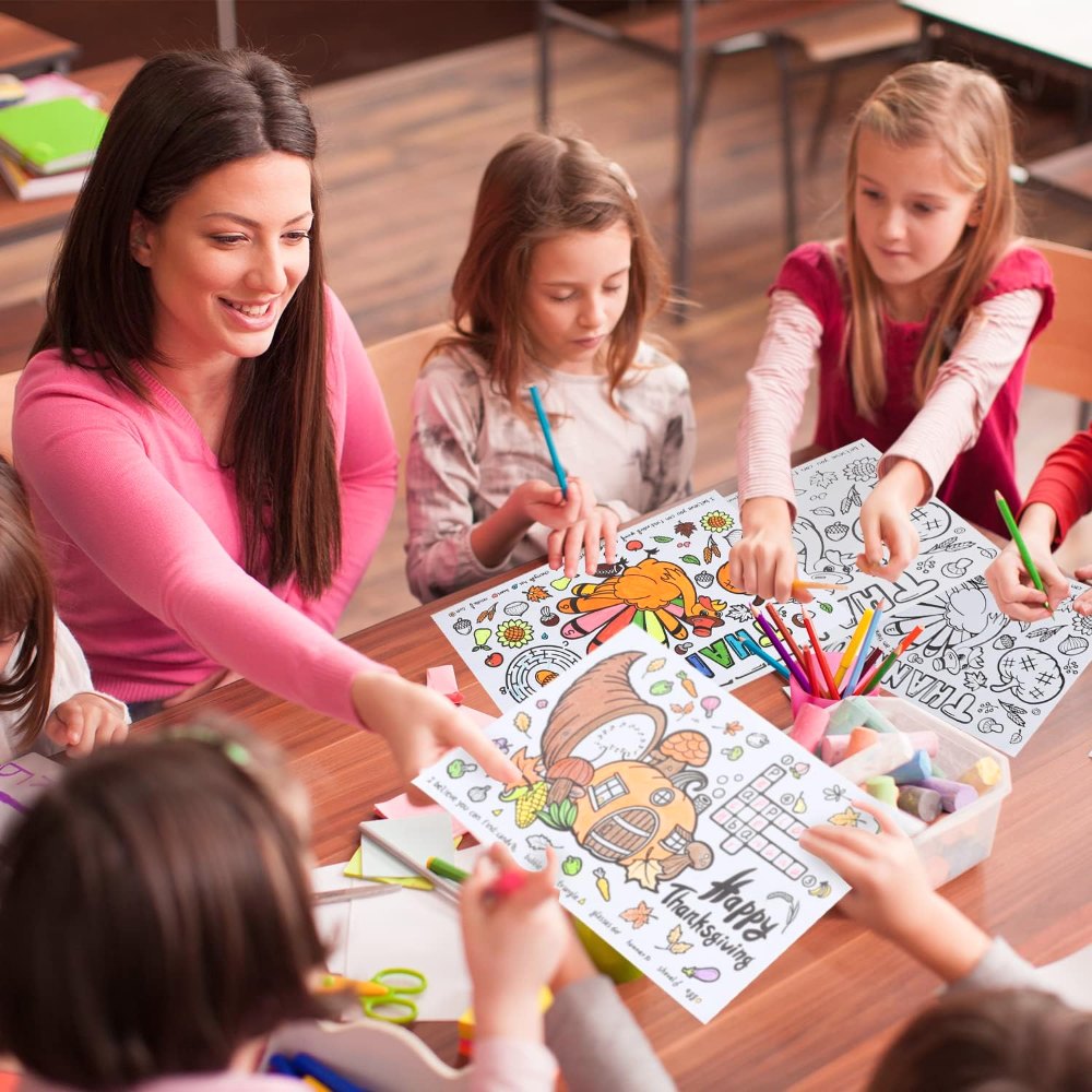 Large Thanksgiving Coloring Placemats for Kids Fall Table, view 4