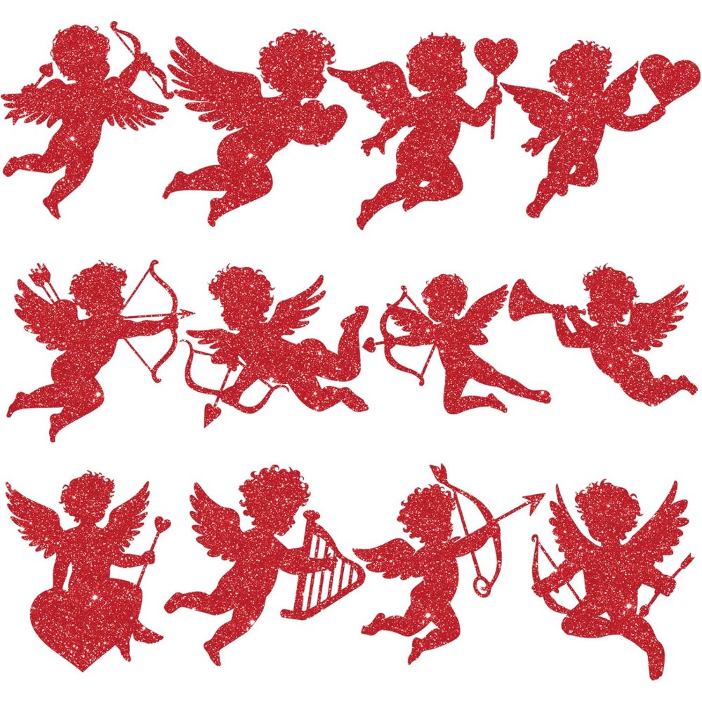 Large Valentine's Day Cutouts Glitter Cupid Paper Cutout