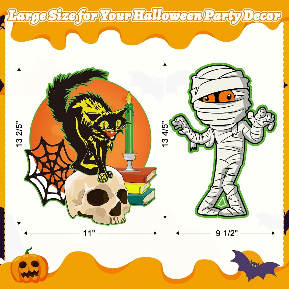 Large Vintage Halloween Decorations Cardboard Cutout Set, view 2