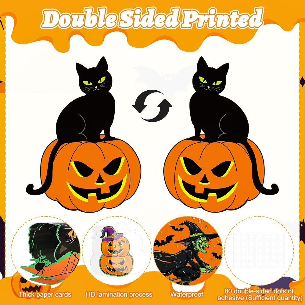 Large Vintage Halloween Decorations Cardboard Cutout Set, view 3