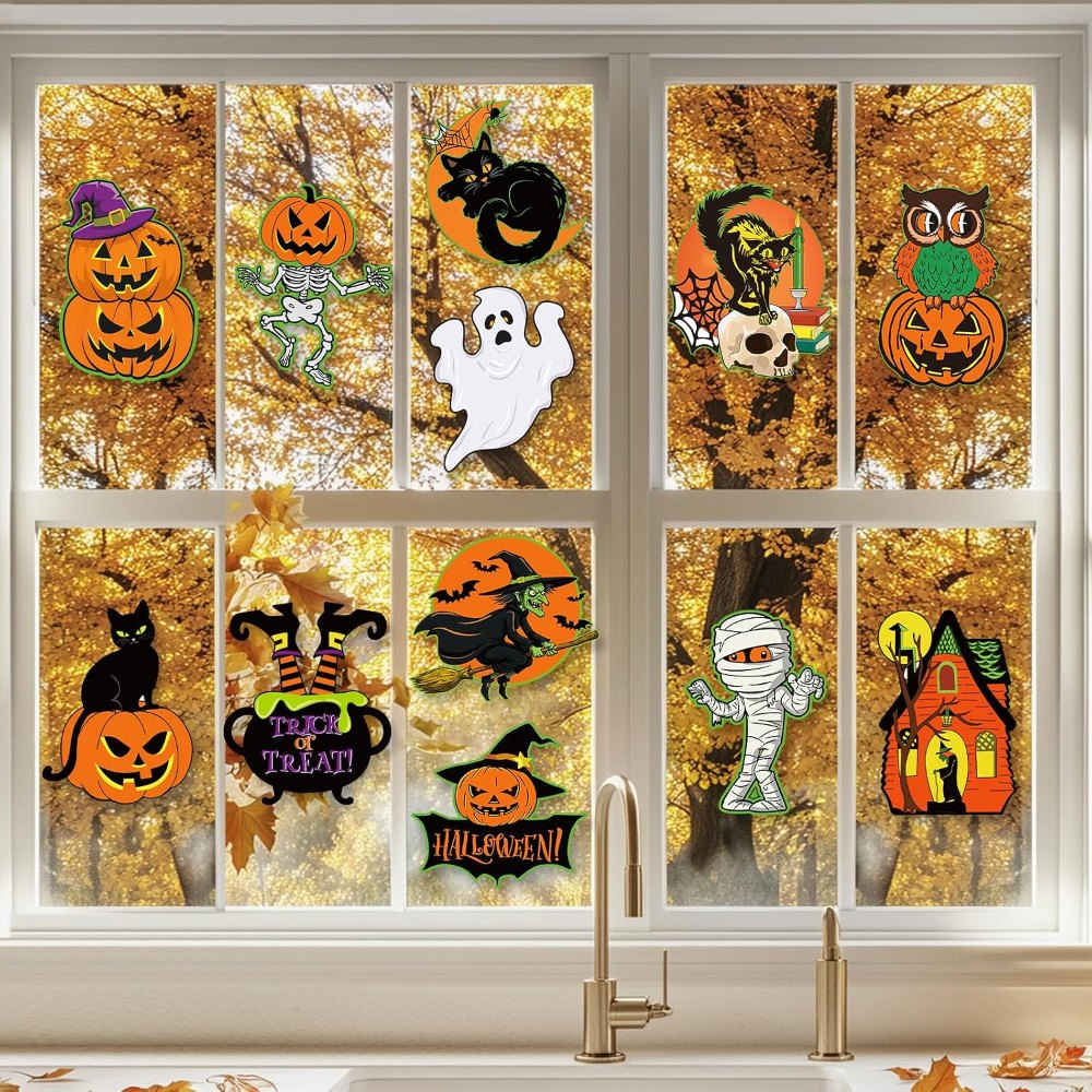 Large Vintage Halloween Decorations Cardboard Cutout Set, view 4