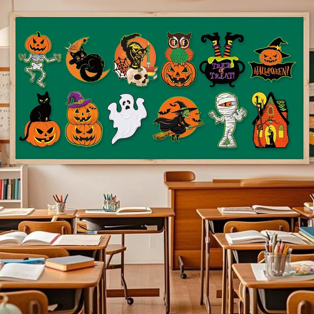Large Vintage Halloween Decorations Cardboard Cutout Set, view 5