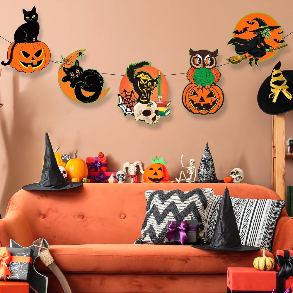 Large Vintage Halloween Decorations Cardboard Cutout Set, detail 7