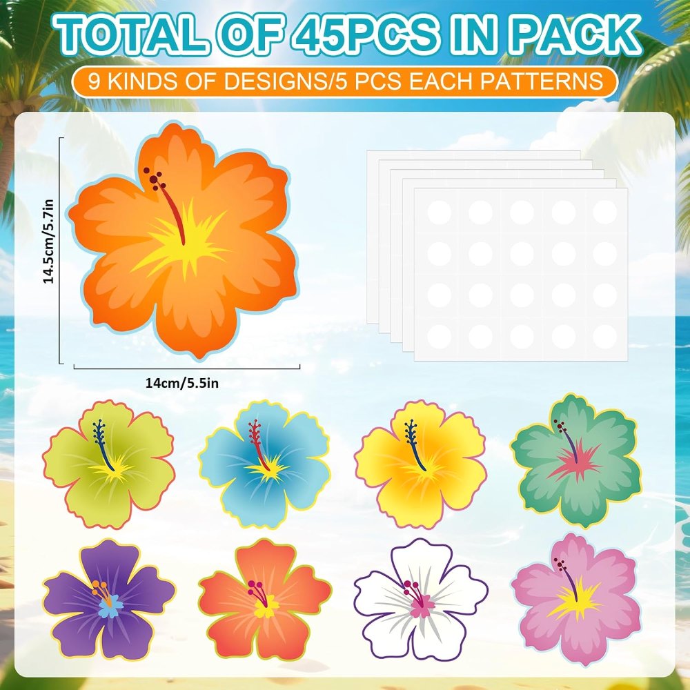 Luau Hibiscus Flower Cutouts Back to School Bulletin, view 2