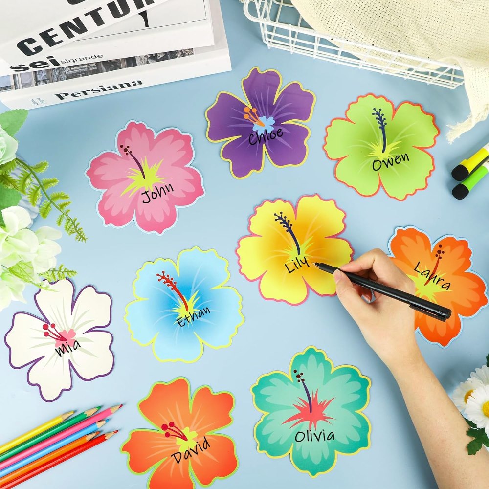 Luau Hibiscus Flower Cutouts Back to School Bulletin, view 3