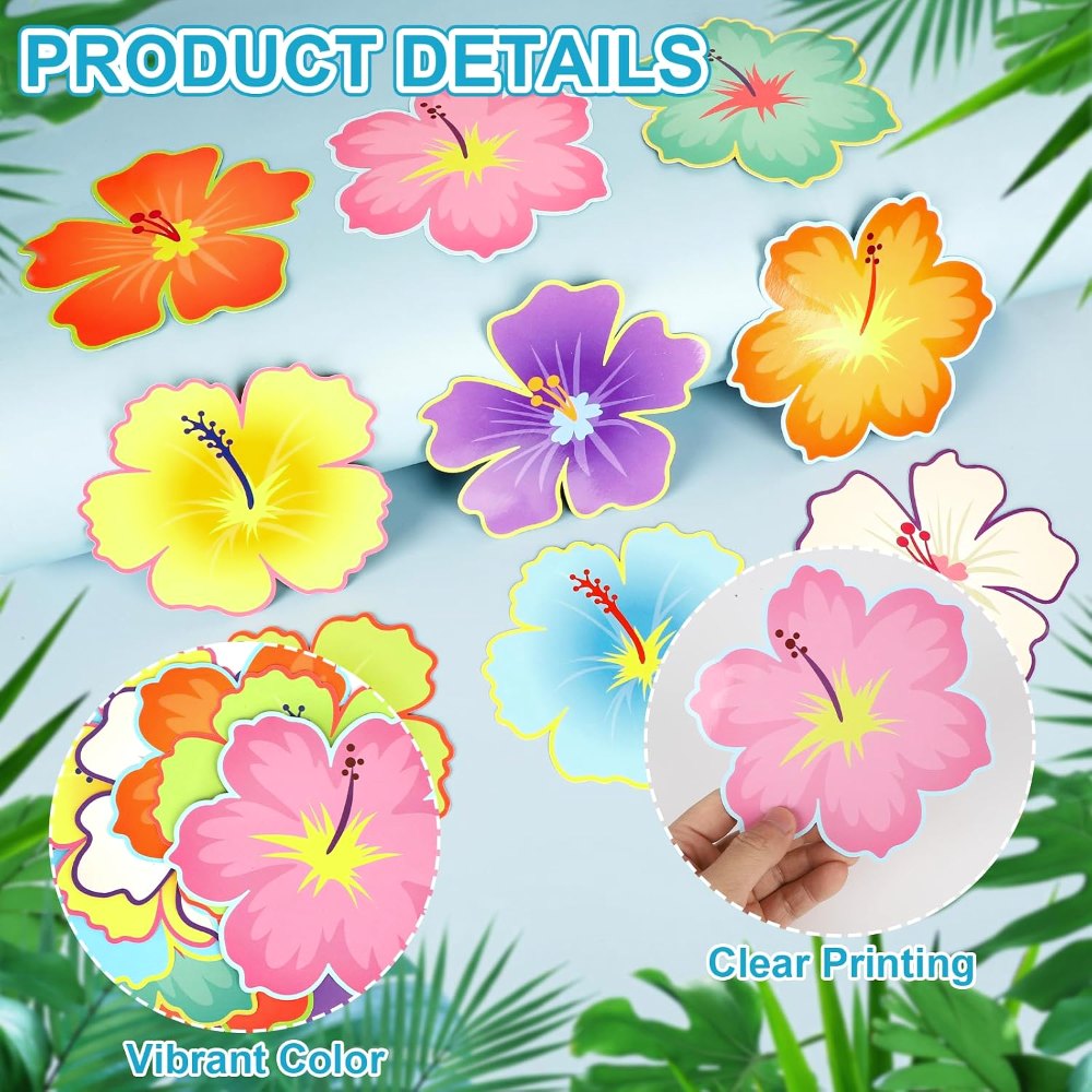 Luau Hibiscus Flower Cutouts Back to School Bulletin, view 4