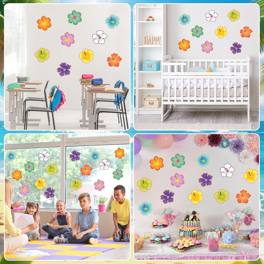 Luau Hibiscus Flower Cutouts Back to School Bulletin, detail 7