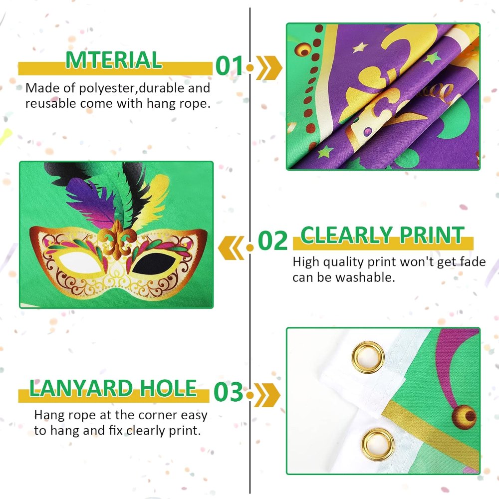 Mardi Gras Carnival Garden Flag Banner Outdoor Decoration, view 5