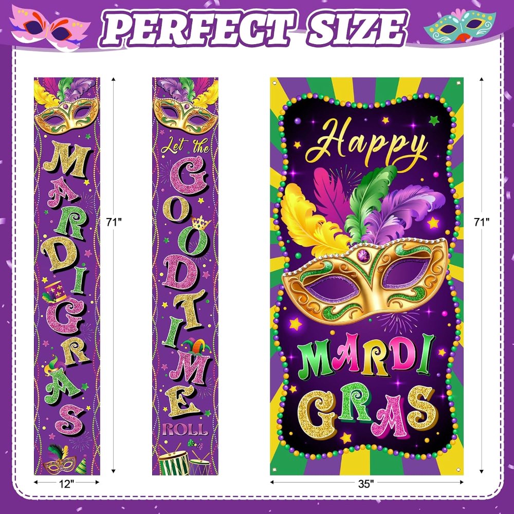 Mardi Gras Decorations Banner a Set of 3, view 2