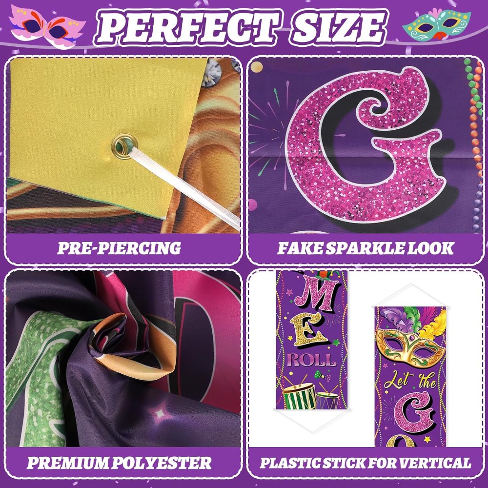 Mardi Gras Decorations Banner a Set of 3, view 3