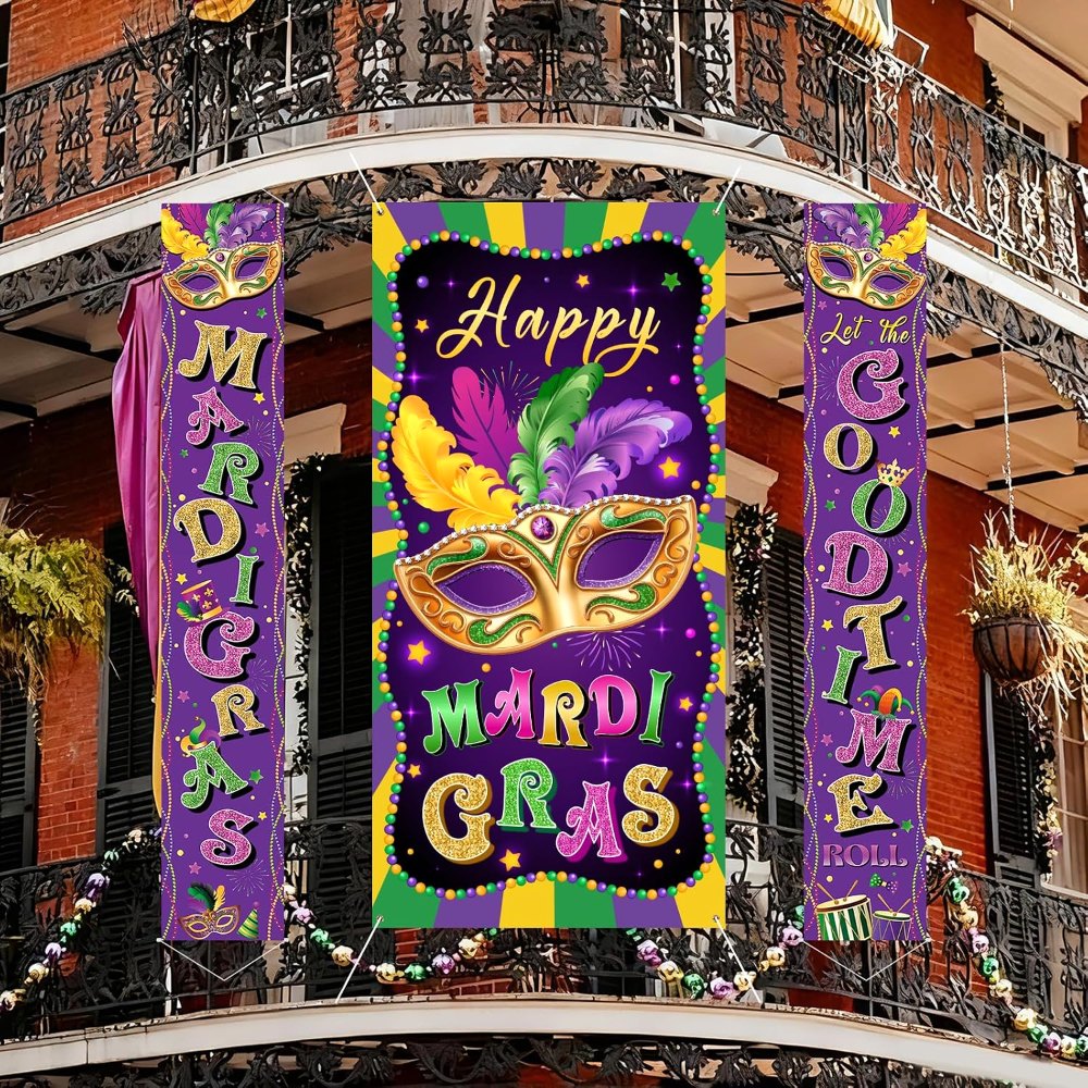 Mardi Gras Decorations Banner a Set of 3, view 4