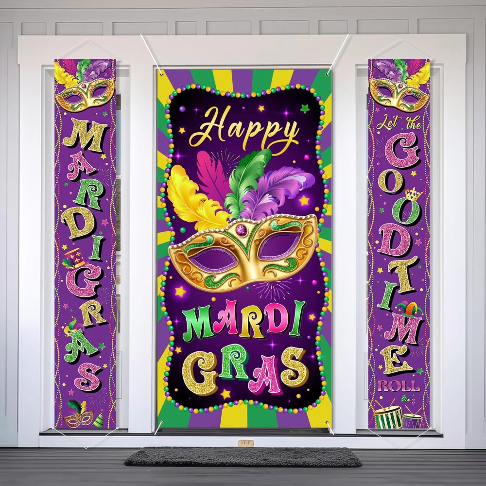 Mardi Gras Decorations Banner a Set of 3, view 7