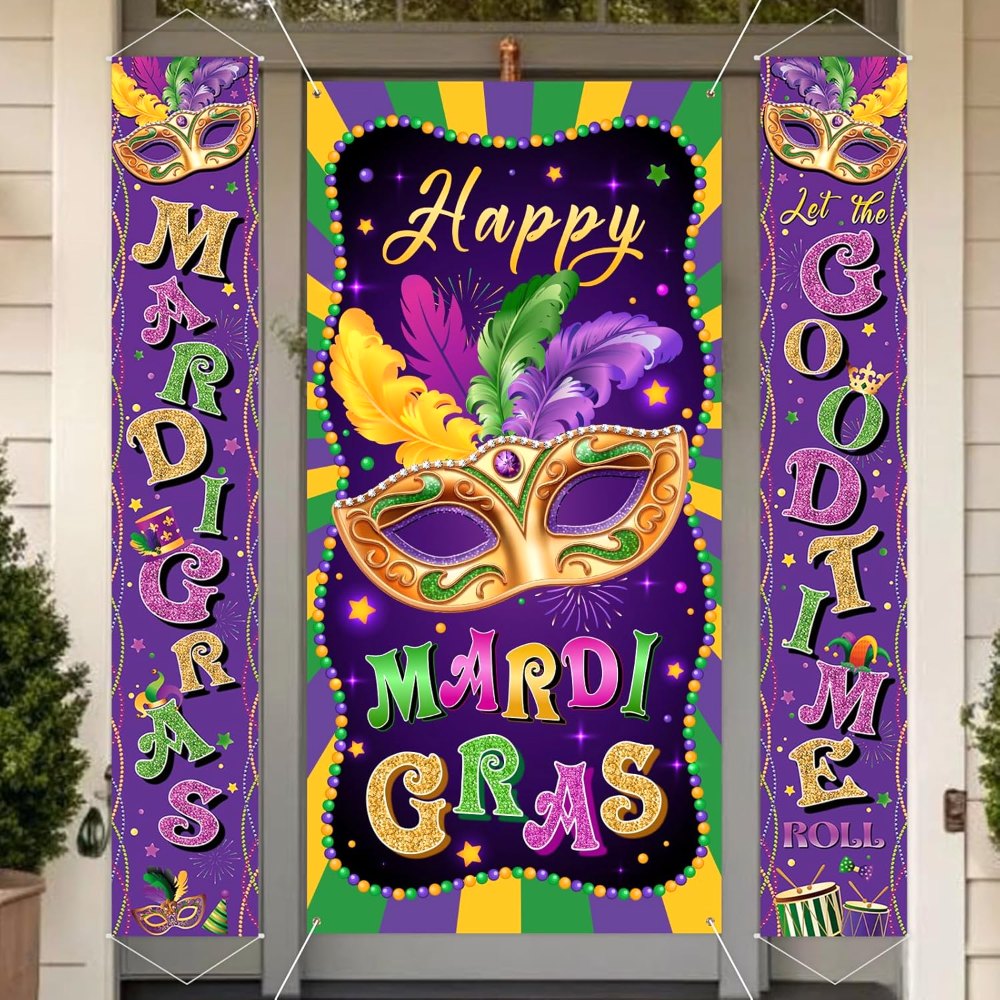 Mardi Gras Decorations Banner a Set of 3