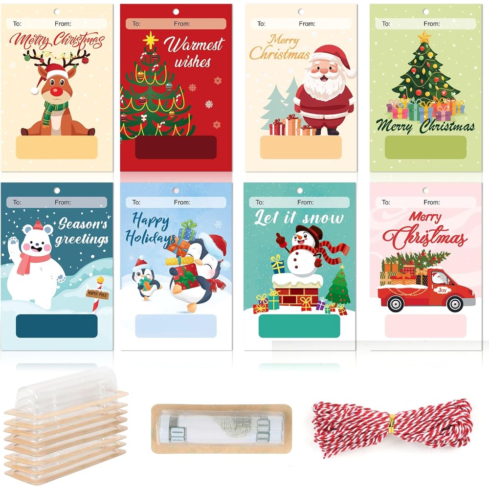 Merry Christmas Money Cards Ornaments with Plastic Cover