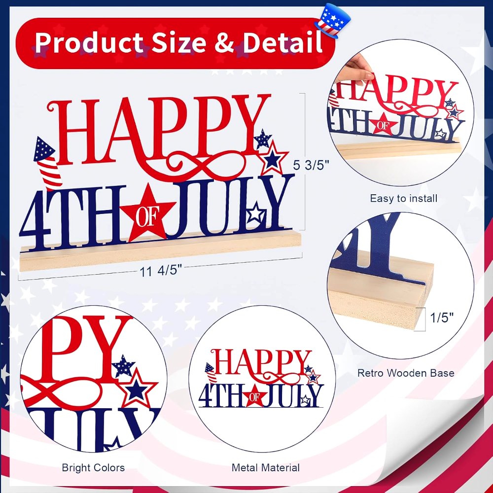 Metal Happy 4th of July Sign, view 2