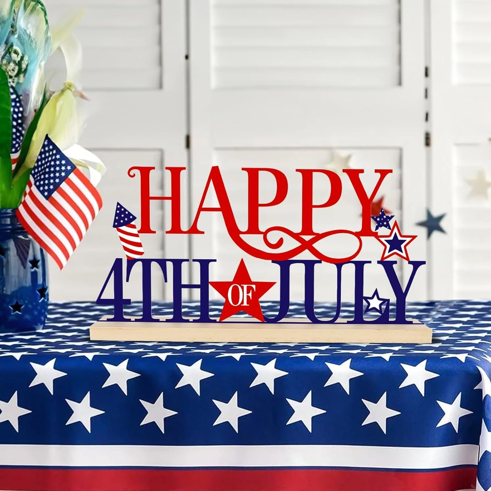 Metal Happy 4th of July Sign, view 4
