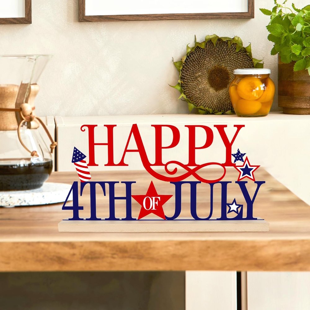 Metal Happy 4th of July Sign, view 6