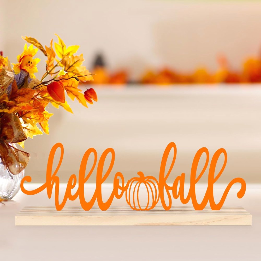 Metal Hello Fall Sign, view 5