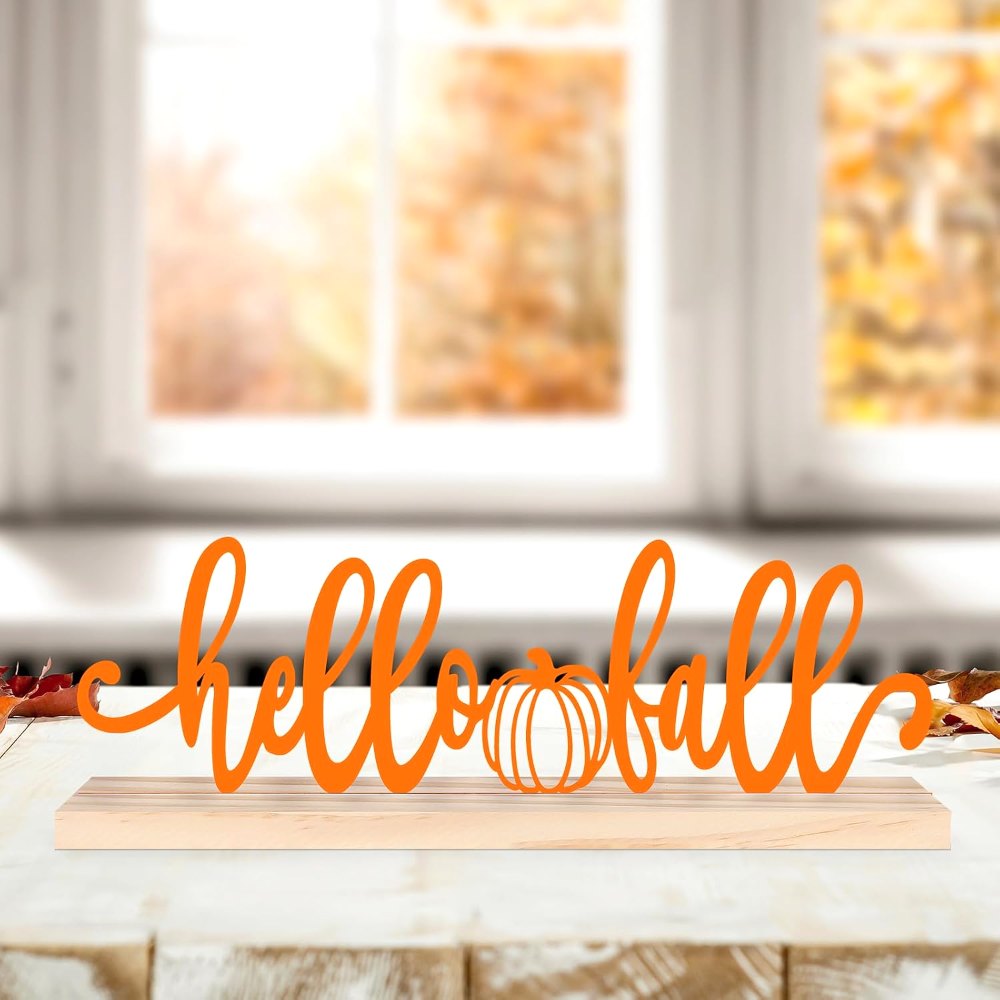 Metal Hello Fall Sign, view 6
