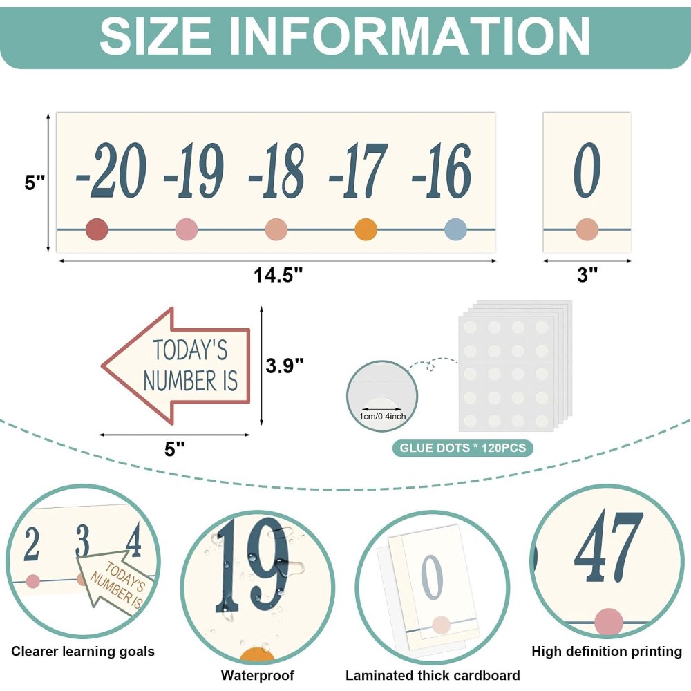 Number Line for Classroom Wall Bulletin Board Borders, Multi Color, view 2