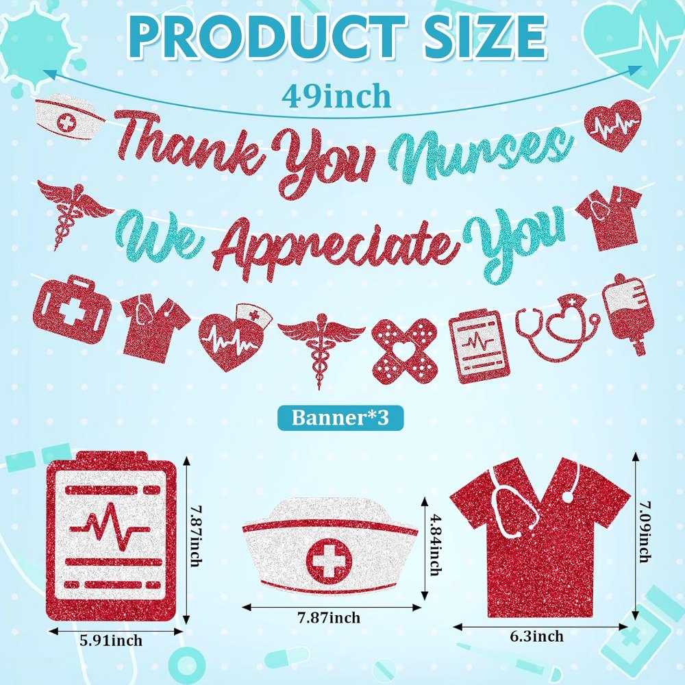 Nurses Week Decorations 2026 Glitter Thank You Nurses We, view 2