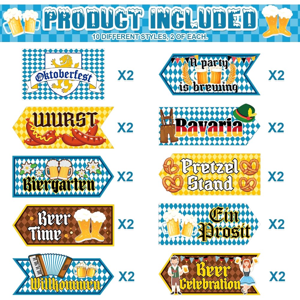 Oktoberfest Decorations Party Signs Set of 20, view 3