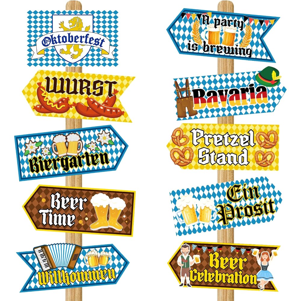 Oktoberfest Decorations Party Signs Set of 20