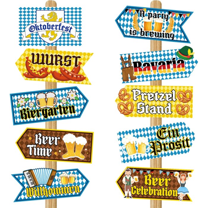Oktoberfest Decorations Party Signs Set of 20