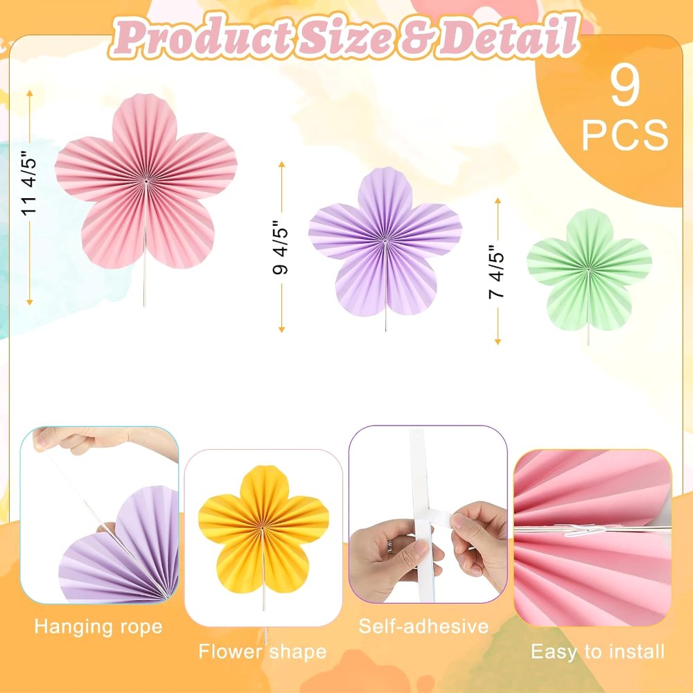 Pastel Paper Flowers Decorations for Party Wall Classroom, view 2