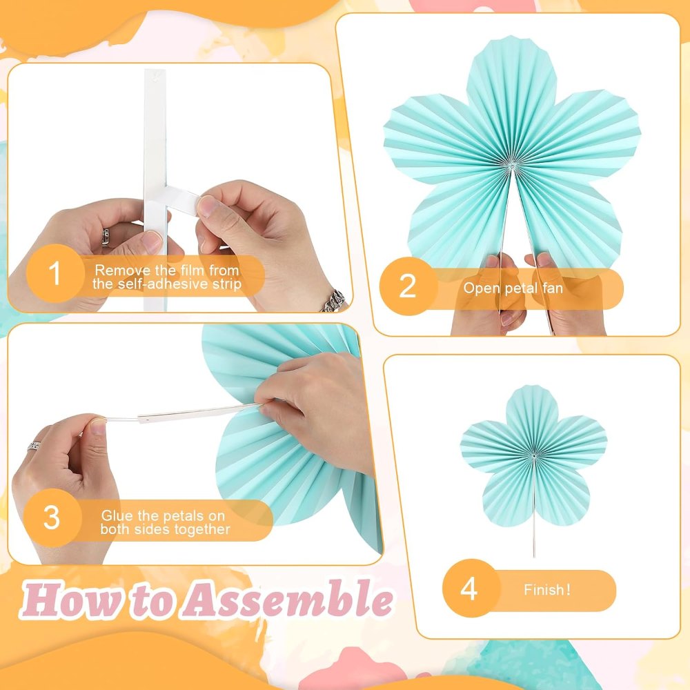 Pastel Paper Flowers Decorations for Party Wall Classroom, view 3