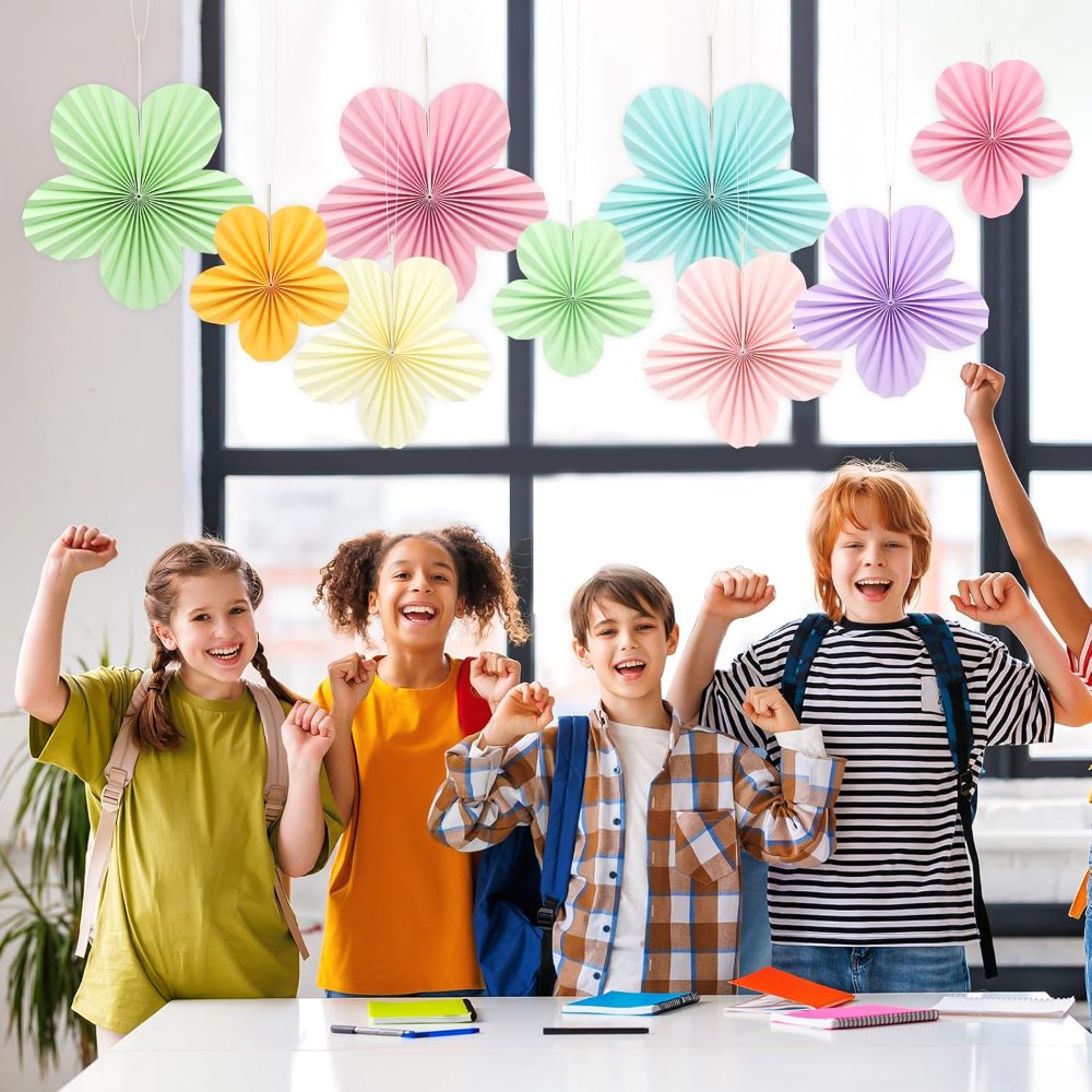 Pastel Paper Flowers Decorations for Party Wall Classroom, view 4